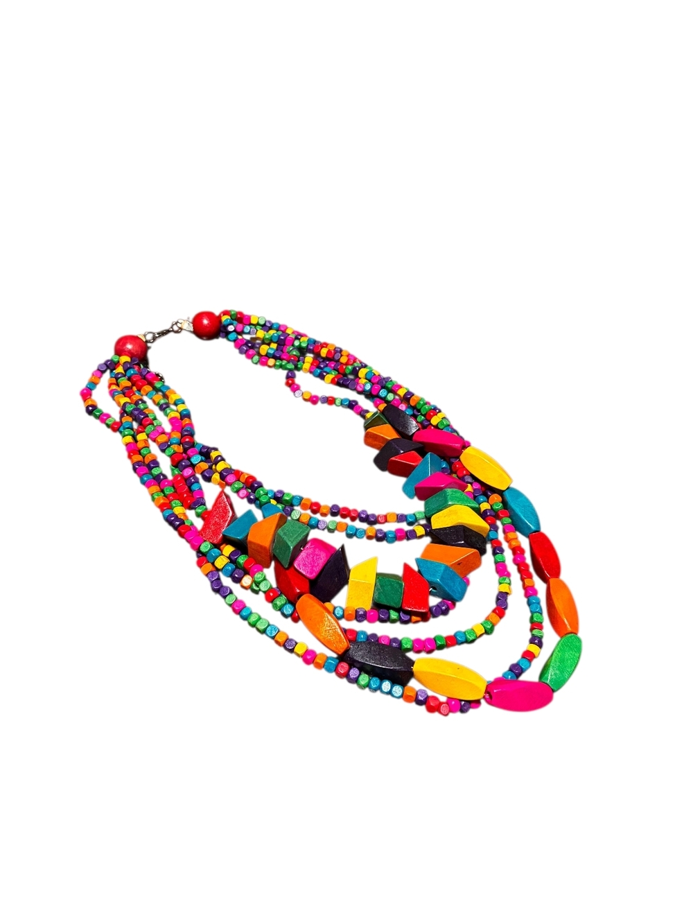 Fashion Jewelry | Multicolor Wood Layered Beaded Necklace - Picture 4 of 4